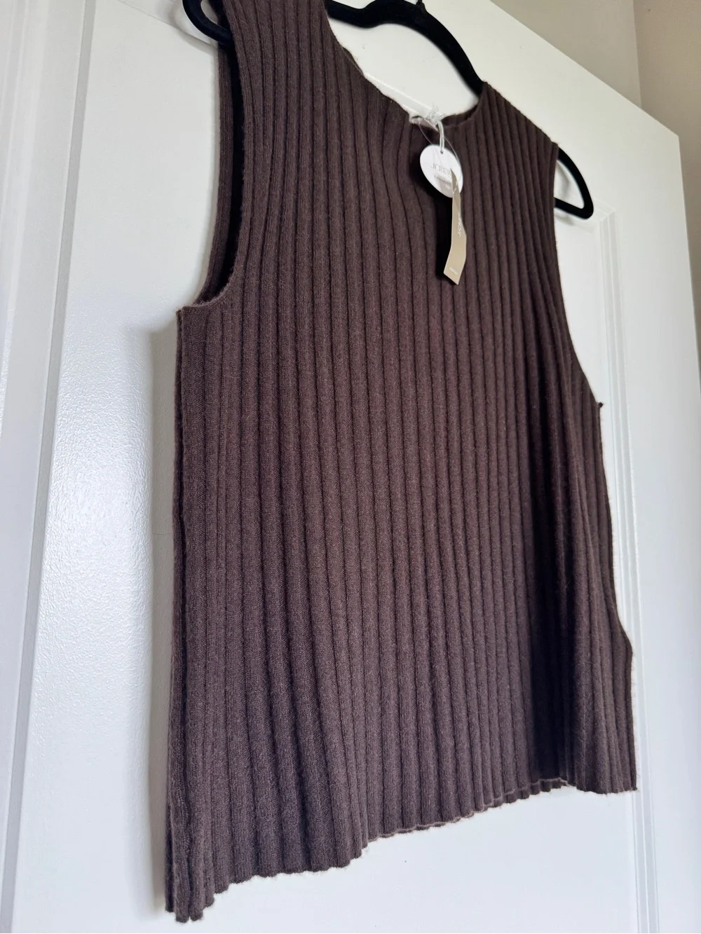 NWT J. CREW Women's Wide-rib cashmere sweater shell heather chocolate XL *NOTE* - Picture 3 of 15